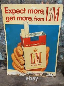 Vintage L&M Tin Cigarette Sign 24 x 18 Advertising Tobacco Sign