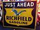 Vintage Large Richfield Gasoline Oil Tin Sign Eagle Logo Mounted Petroliana