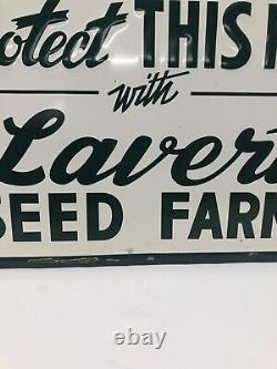 Vintage Laverty Seed Farms Sign Original Painted Tin Antique