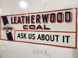 Vintage Leatherwood Coal tin sign Kentucky Original Coke Mine 10x28