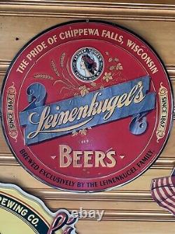 Vintage Leinenkugel's Beer Tin Sign Unique And Rare 24