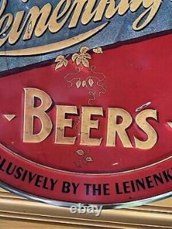 Vintage Leinenkugel's Beer Tin Sign Unique And Rare 24