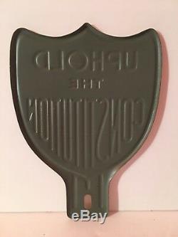 Vintage License Plate Topper UPHOLD THE CONSTITUTION Tin Sign Political