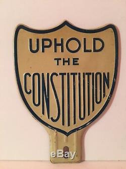 Vintage License Plate Topper UPHOLD THE CONSTITUTION Tin Sign Political