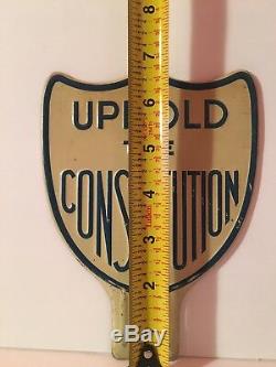 Vintage License Plate Topper UPHOLD THE CONSTITUTION Tin Sign Political