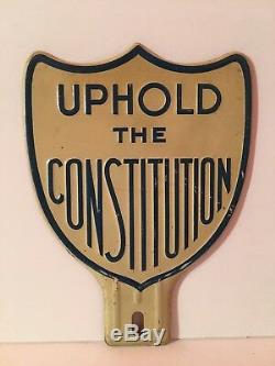 Vintage License Plate Topper UPHOLD THE CONSTITUTION Tin Sign Political