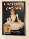 Vintage Lipton's Instant Cocoa Tin Over Cardboard Advertising Sign