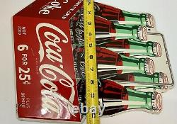 Vintage Look Coke Sign 6 For 25 Cents New Metal/ Tin. NOS