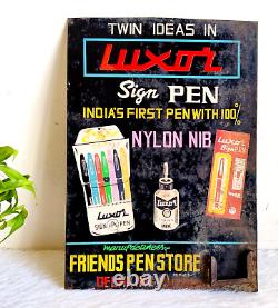 Vintage Luxor Pen Nylon Nib Advertising Tin Sign Board Old Collectible TS162