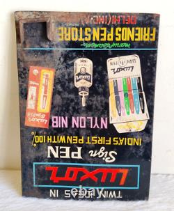 Vintage Luxor Pen Nylon Nib Advertising Tin Sign Board Old Collectible TS162