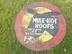 Vintage Mule Hide Roofs Tin Metal Round Farm Animal Advertising Sign
