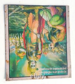 Vintage Mahabharat Bhagavad Gita Lord Krishna Arjuna Graphics Tin Sign Old TS204