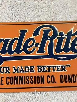 Vintage Maid Rite Flour Tin Tacker Advertising Sign Dundee Iowa Country Store