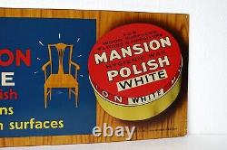 Vintage Mansion White Wax Polish Advertising Tin Sign For Floor And Furniture
