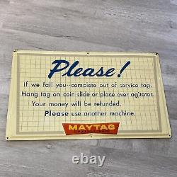 Vintage Maytag Appliance Laundromat Advertising Sign Tin Embossed Washing Mach