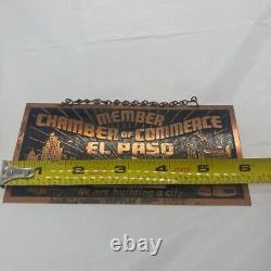 Vintage Member Of Commerce El Paso 1962 Building A City Hanging Tin Sign 6x3