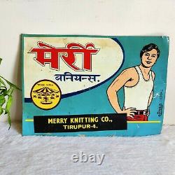 Vintage Men Graphics Merry Knitting Co. Advertising Tin Sign Board Decorative