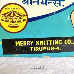 Vintage Men Graphics Merry Knitting Co. Advertising Tin Sign Board Decorative