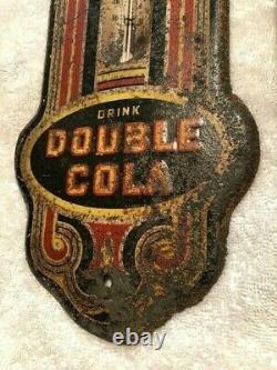 Vintage Metal Early Double Cola Thermometer Tin Embossed Sign