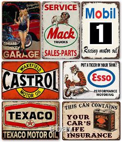 Vintage Metal Garage Signs for Men, Gas Station Tin Signs, Man Cave Decor Old Ca