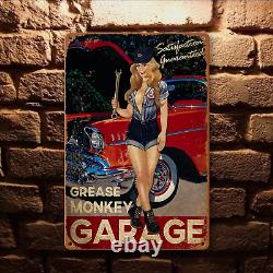 Vintage Metal Garage Signs for Men, Gas Station Tin Signs, Man Cave Decor Old Ca