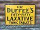 Vintage Metal Sign Duffee's Laxative Tablets Antique Tin Tacker 9 1/2 X 13 3/4