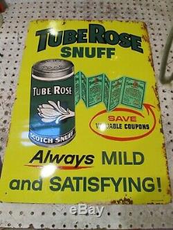 Vintage Metal Sign Tube Roll Snuff Sign 23.5 X 16.5 Tin Sign