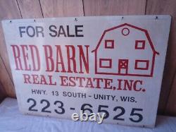 Vintage Metal Tin Double Sides Red Barn For Sale Sign Advertisng Real Estate Inc