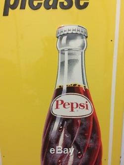 Vintage Metal (Tin) Pepsi Cola Soda Sign Embossed 1960s Say Pepsi Please