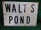 Vintage Metal Tin Sign Walts Pond Old Cabin Lodge Rustic Fishing Decor 4032-14