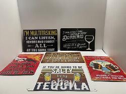 Vintage Metal Tin Signs Retro Garage & For Man Cave Decor Set