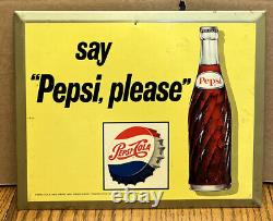 Vintage Metal Tin Soda Sign HAVE A PEPSI AD ADVERTISMENT 9 x 11 RARE Board back