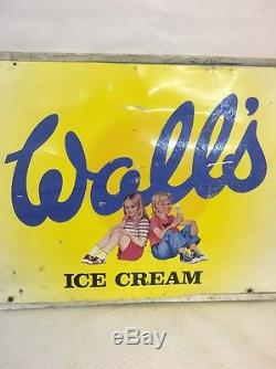 Vintage Metal Walls Ice Cream Sign Tin With Wall Bracket Nice