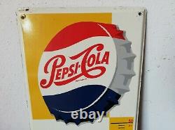 Vintage Mexican Tome Pepsi Cola Thermometer tin metal sign advertising 1950's