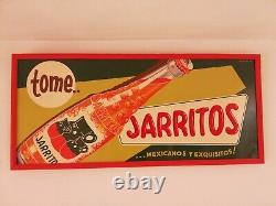 Vintage Mexican soda Tome Jarritos Mexicanos tin metal sign advertising 50's htf
