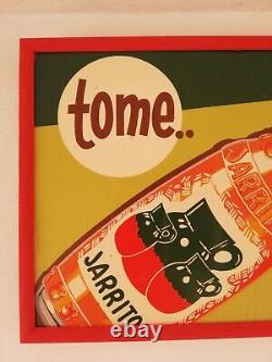 Vintage Mexican soda Tome Jarritos Mexicanos tin metal sign advertising 50's htf
