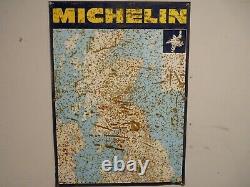 Vintage Michelin Metal / Tin Garage Wall Map Sign Uk, Great Britain, Classic Car
