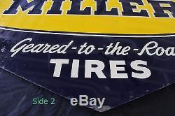Vintage Miller Geared -To- The- Road Painted Tin Double Sided Sign