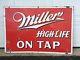 Vintage Miller High Life Beer Sign Porcelain Not Tin Anhaueser Busch Antique