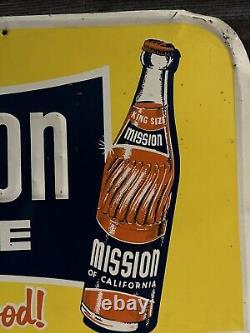 Vintage Mission Orange Advertising Sign Tin Embossed Menu Board