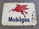 Vintage Mobil Gas Metal Tin Sign Pegasus Flying Horse Oil Farm Garage Station