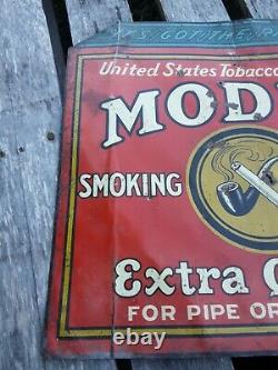 Vintage Model Smoking Tobacco Sign, Vintage Cigarette Sign, Tin Tacker Sign