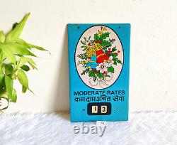 Vintage Moderate Rates Calendar Litho Tin Sign Board Rare Collectibles S108