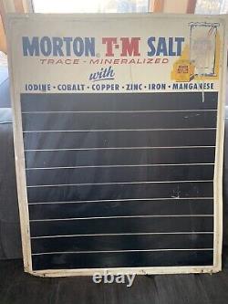 Vintage Morton T-M Salt Chalkboard Menu Board General Store Sign Advertising Tin