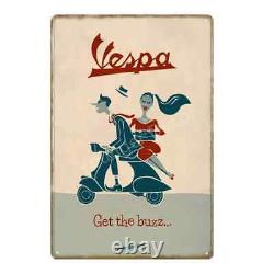 Vintage Motorcycle Decor Vespa Scooter Motor Tin Signs Wall Art Print Poster