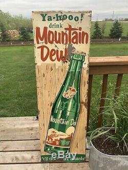 Vintage Mountain Dew Advertising Sign Vertical Tin Mountain Dew Sign