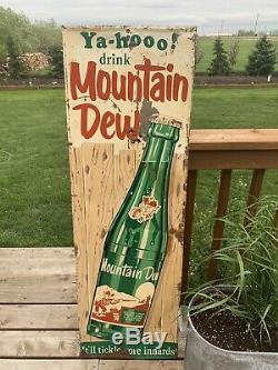 Vintage Mountain Dew Advertising Sign Vertical Tin Mountain Dew Sign