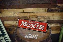 Vintage Moxie soda tin sign Pop Embossed advertising Cola Bright clean Colors