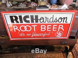 Vintage NEW OLD STOCK Richardson Root beer Tin sign, Single Side, Great Survivor