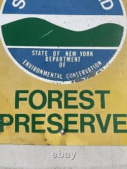 Vintage NEW YORK State Land Forest Preserve Metal Tin Sign